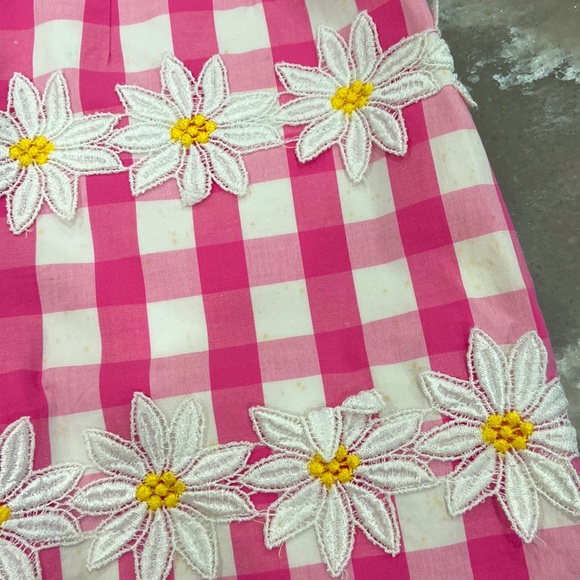Lilly Pulitzer Pink/White Gingham Daisy Mini Skirt sz 4 - Picture 7 of 7